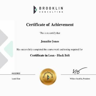Certificate in Lean Black Belt